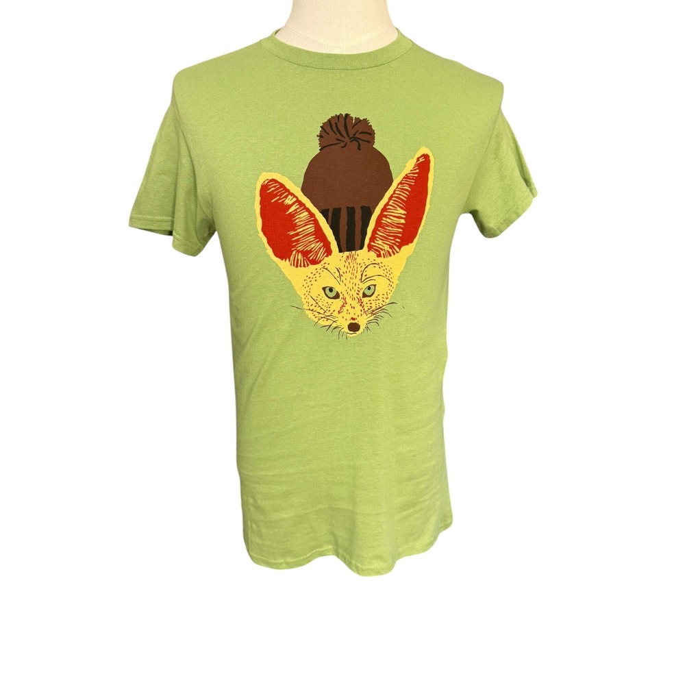 Altru Mens Fennec Fox Beanie Graphic T-Shirt Pistachio Green Small ALT5199